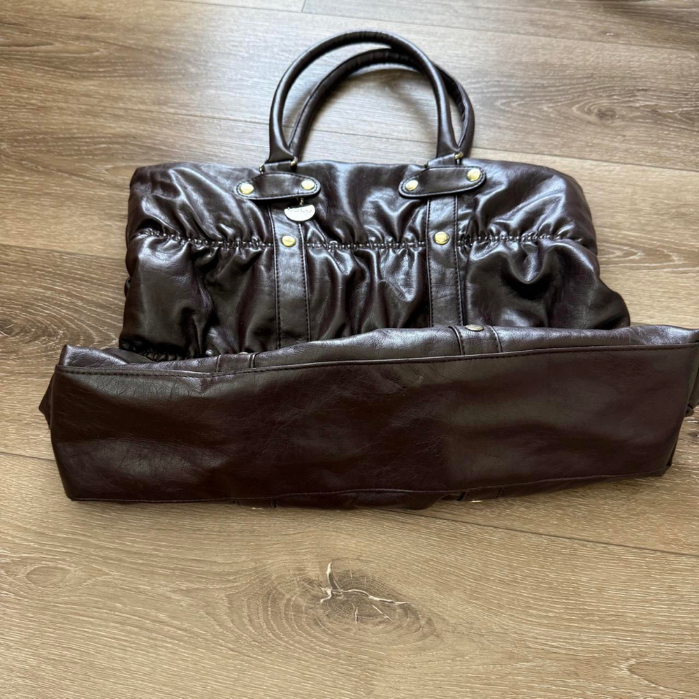 Brown Y2K Slouchy Ruched Oversized Shoulder Bag - Picture 2 of 4